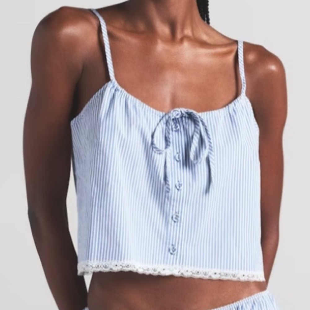 NEW Skims Crop Poplin Sleep Cami Tank Top : Large